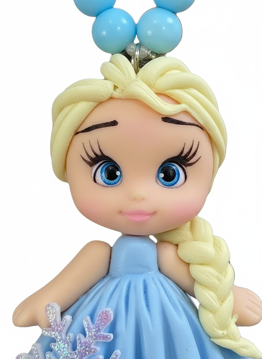 Frozen-themed polymer clay necklace