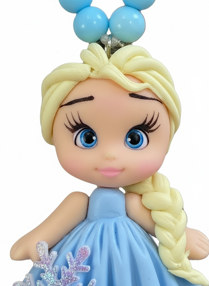Frozen-themed polymer clay necklace