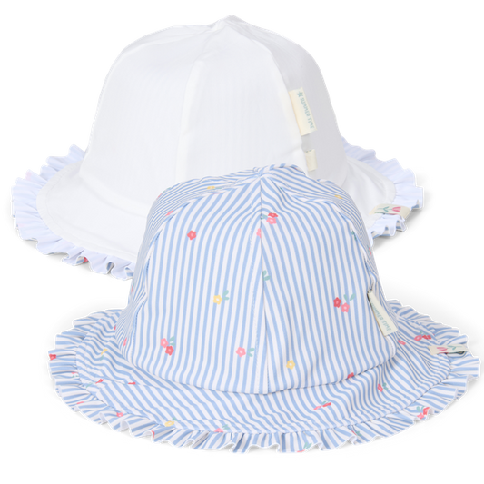 Reversible hat-Sunny Flowers blue