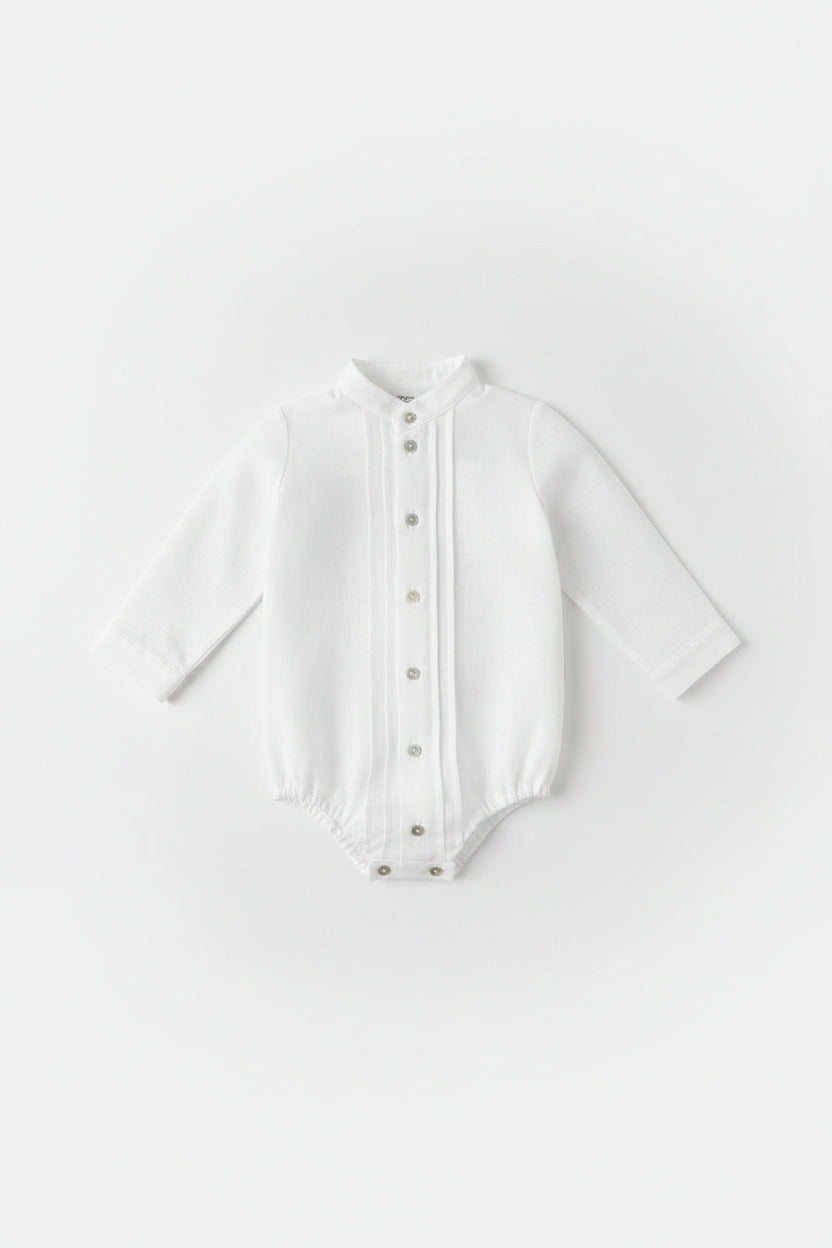 Camisa Body com pregas ao centro e apertar á frente