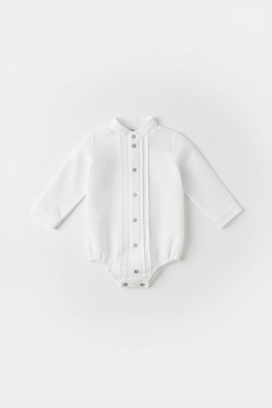 Camisa Body com pregas ao centro e apertar á frente