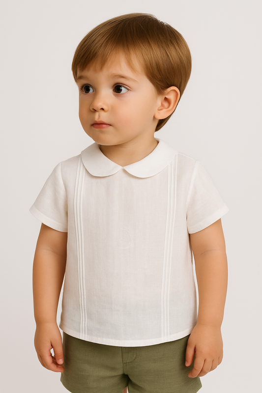 Round Neck Shirt with Pleats
