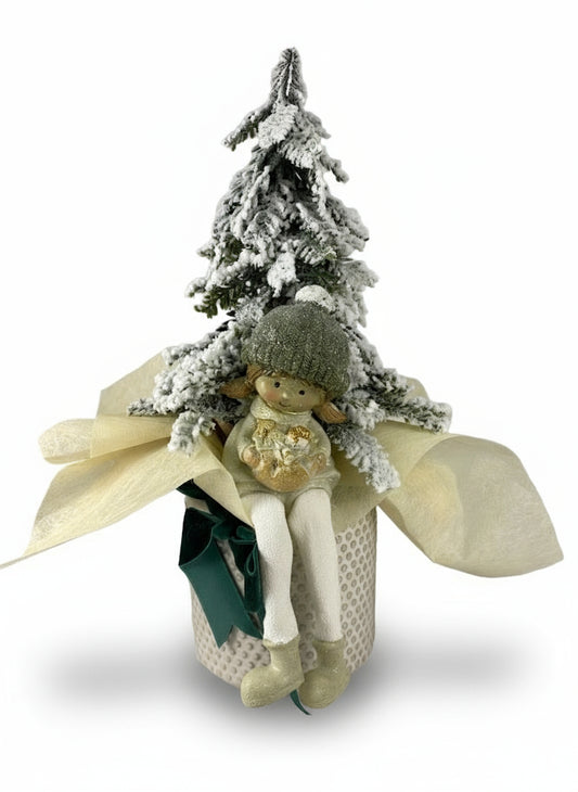 Vase with Pine Tree and Girl | 35cm