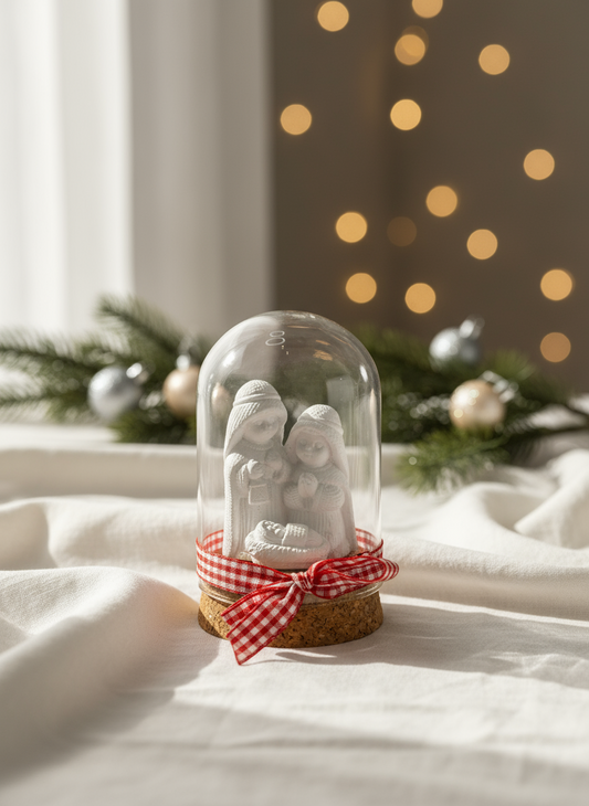 Plaster Nativity Scene in Bell Jar | M1