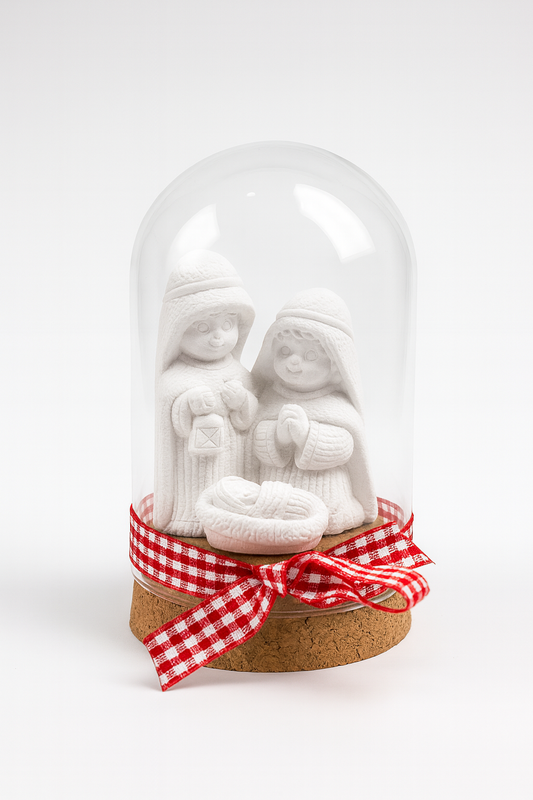 Plaster Nativity Scene in Bell Jar | M1
