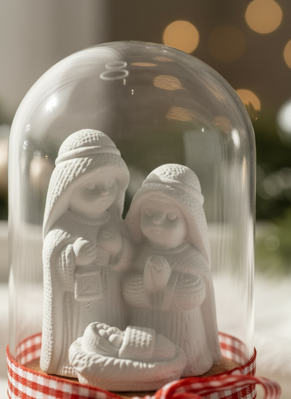 Plaster Nativity Scene in Bell Jar | M1