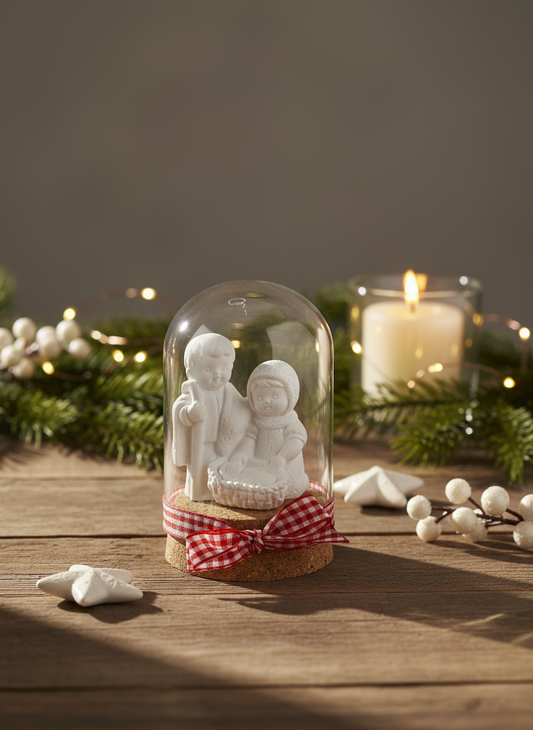 Plaster Nativity Scene in Bell Jar | M2
