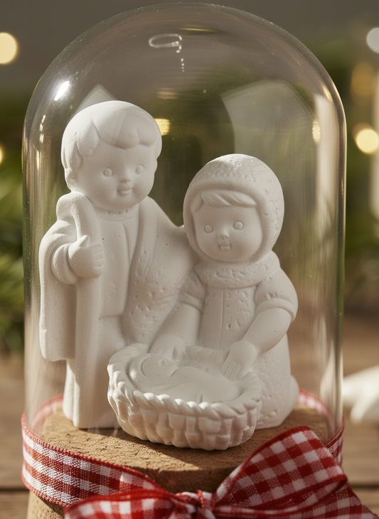 Plaster Nativity Scene in Bell Jar | M2