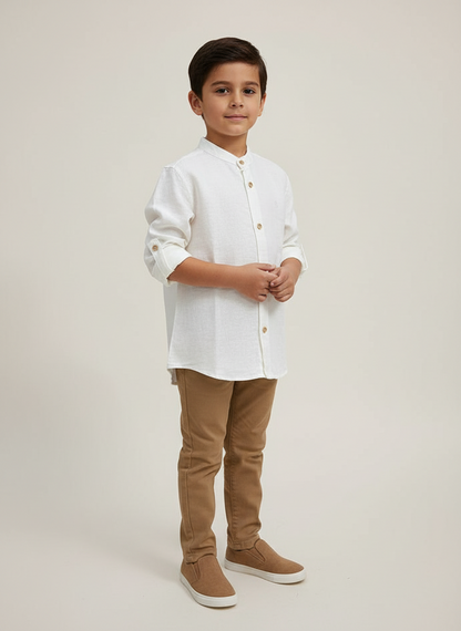 Camisa HG em linho gola padre