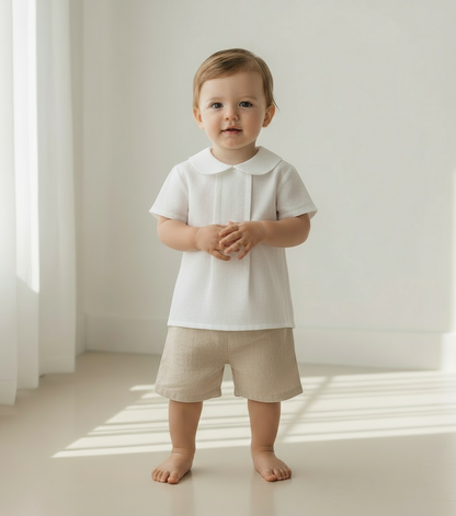 Camisa em linho gola redonda