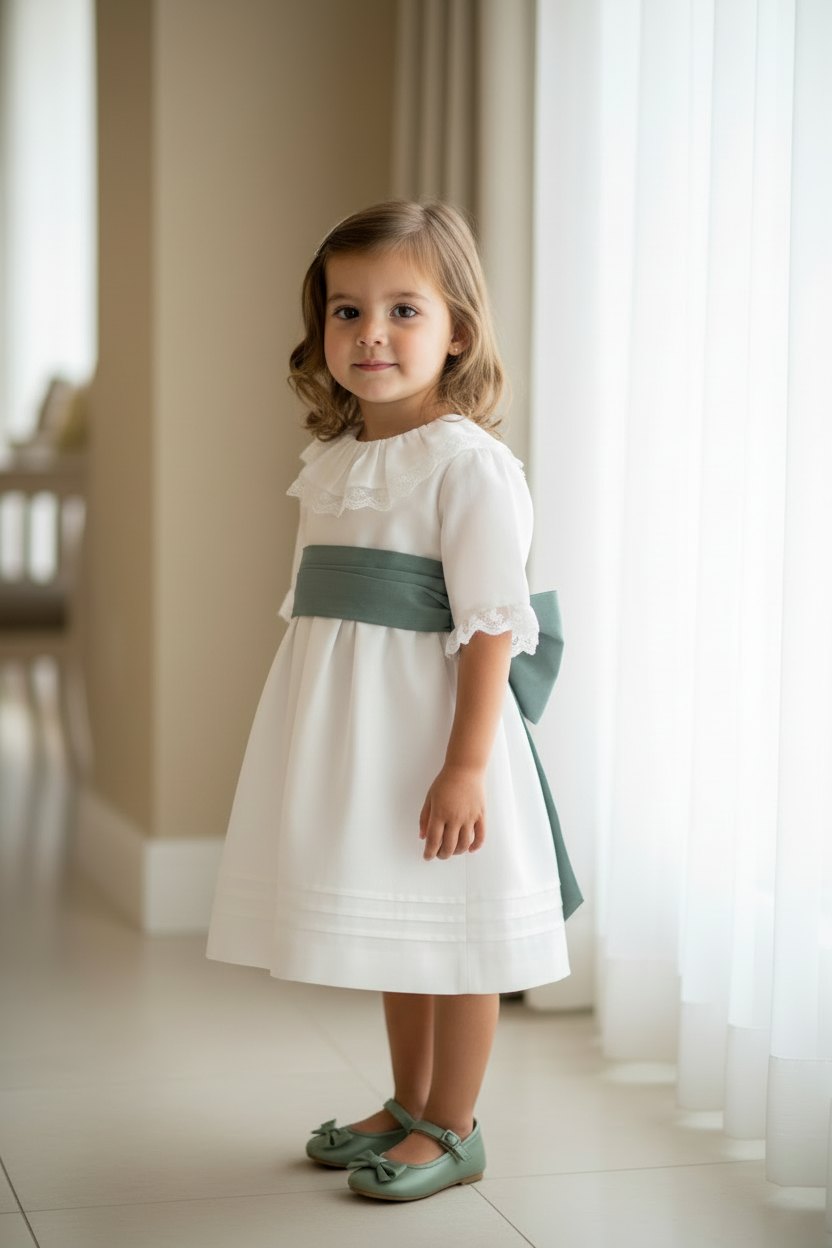 Vestido HG com Gola e Manga 3/4