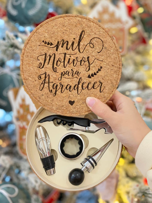 Kit Saca-Rolhas em Cortiça