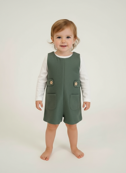 Green Dungarees with Pockets