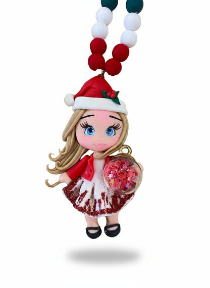 Christmas necklace made of polymer clay.