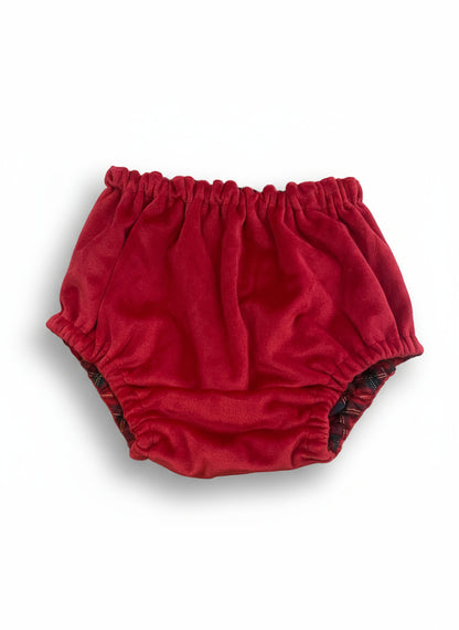Tapa-Fraldas Duplo Veludo Vermelho/Xadrez
