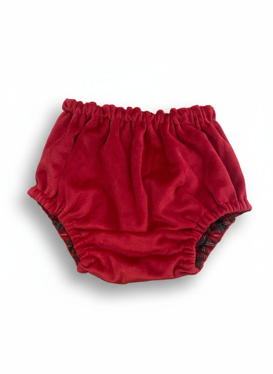 Tapa-Fraldas Duplo Veludo Vermelho/Xadrez