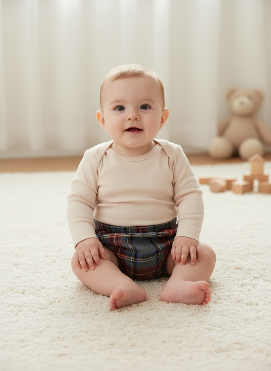 Tapa Fraldas Duplo Xadrez Cinza Natal