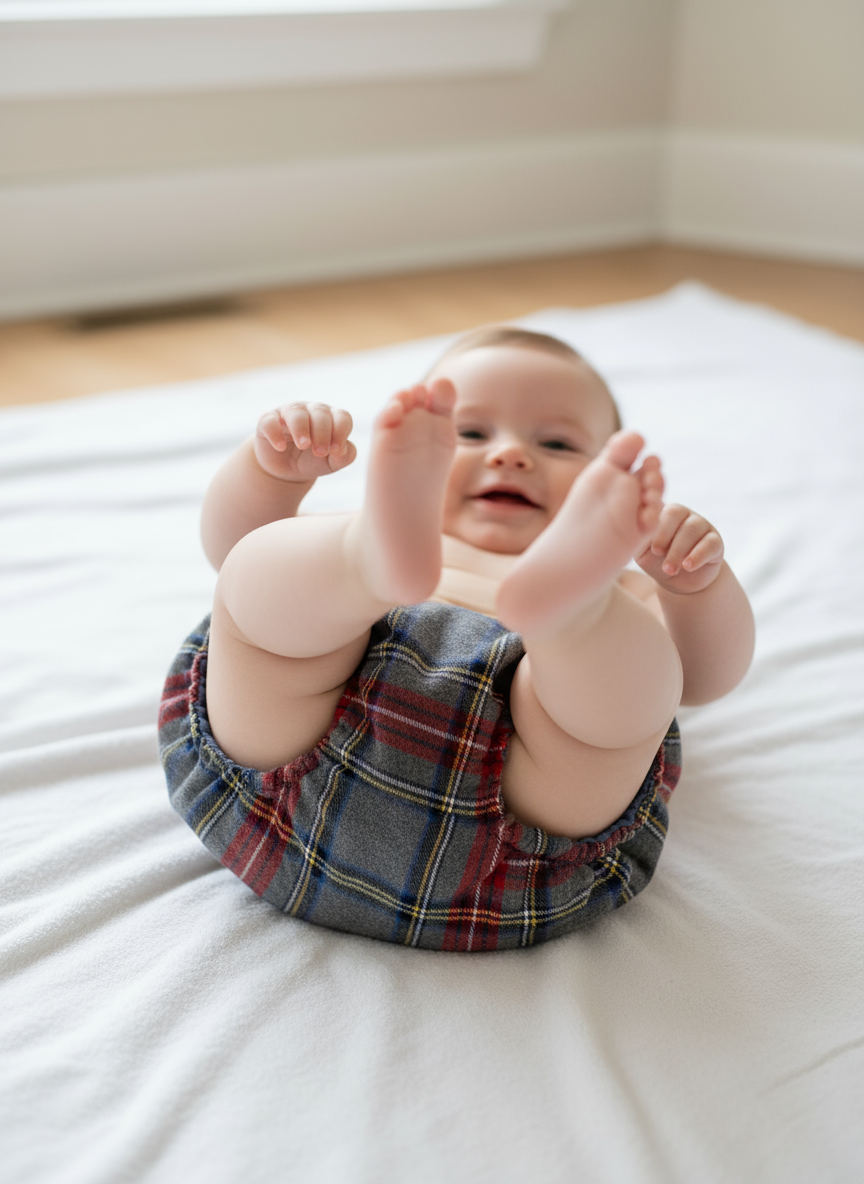 Tapa Fraldas Duplo Xadrez Cinza Natal