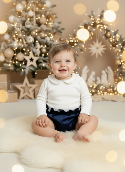 Tapa Fraldas em Veludo Azul Marinho