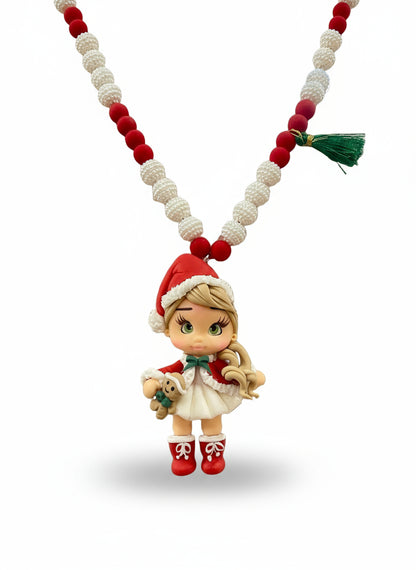 Christmas necklace made of polymer clay.