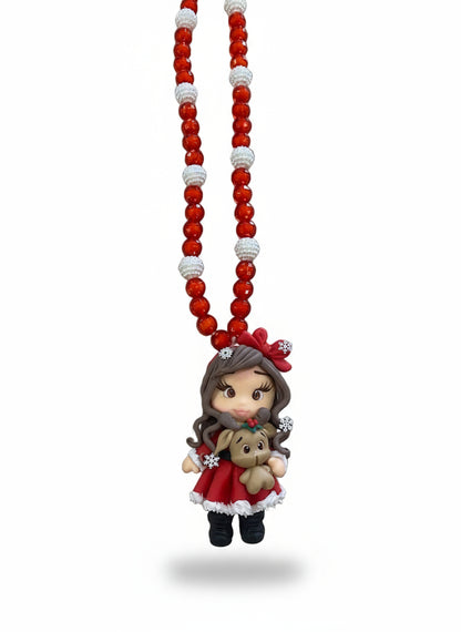 Christmas necklace made of polymer clay.