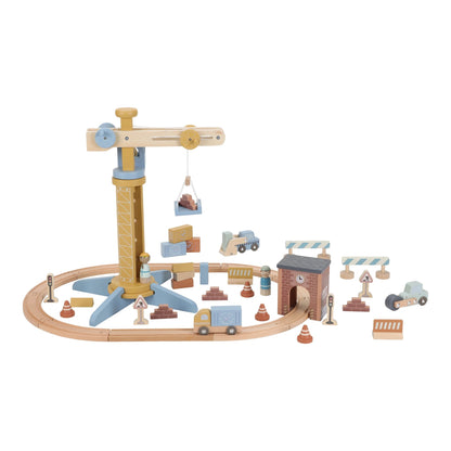 Pista de Comboio com Grua em Madeira - Essentials | Little Dutch