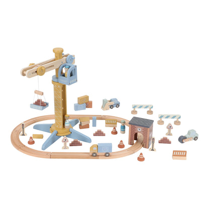 Pista de Comboio com Grua em Madeira - Essentials | Little Dutch