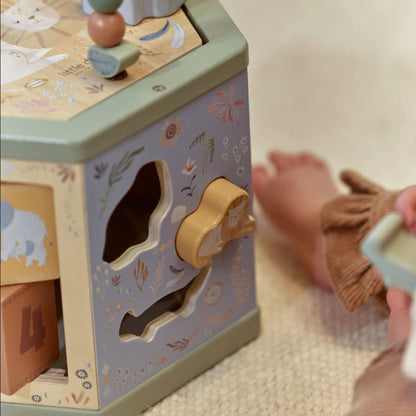 Cubo de Atividades em Madeira Verde - Safari Friends | Little Dutch