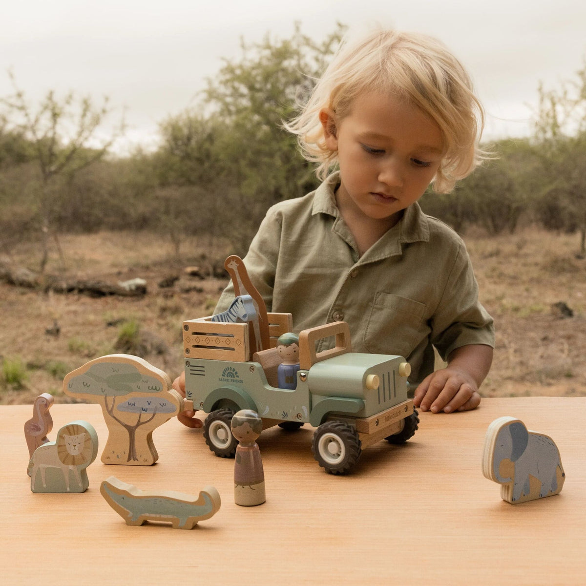 Carro Safari em Madeira com Animais - Safari Friends | Little Dutch