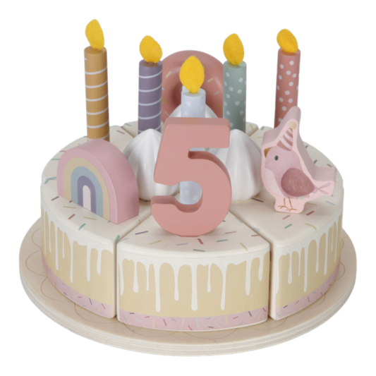 Wooden Birthday Cake - Pink