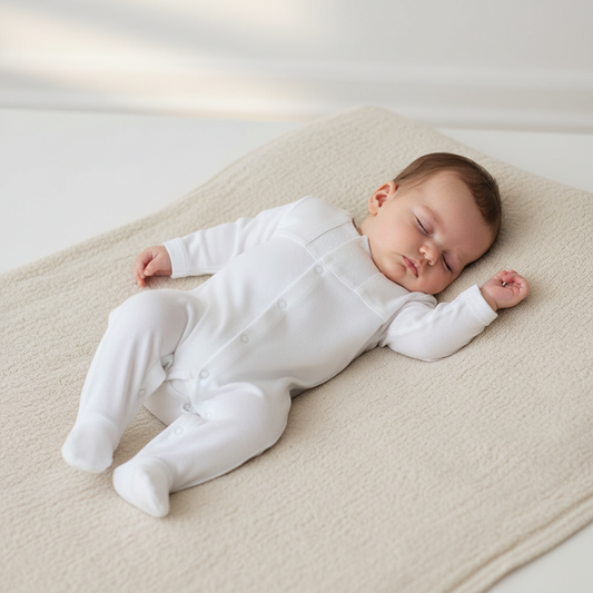 Babygrow de Algodão Bebé Branco - Coleção Linen