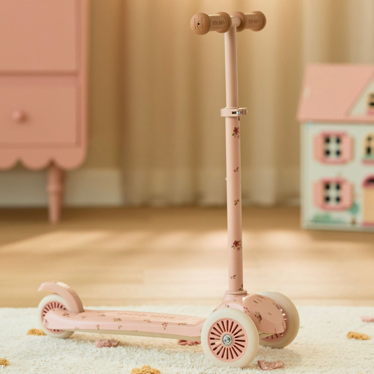 Trotinete de 3 Rodas Fairy Floral Pink | Little Dutch