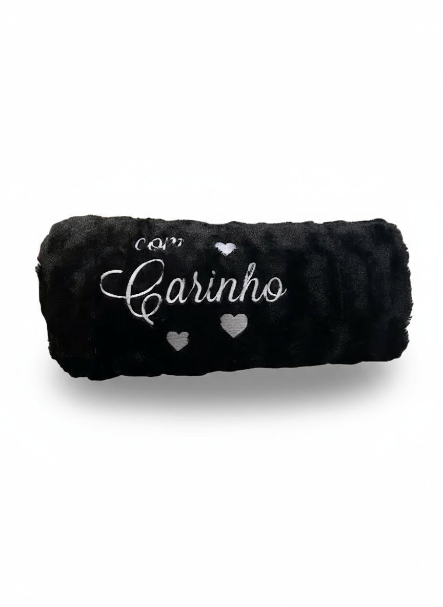 Manta Duplo Pêlo Preto: "Com Carinho..."