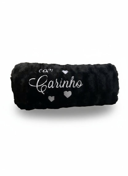 Manta Duplo Pêlo Preto: "Com Carinho..."