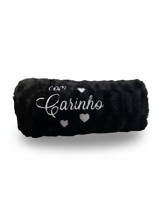Manta Duplo Pêlo Preto: "Com Carinho..."