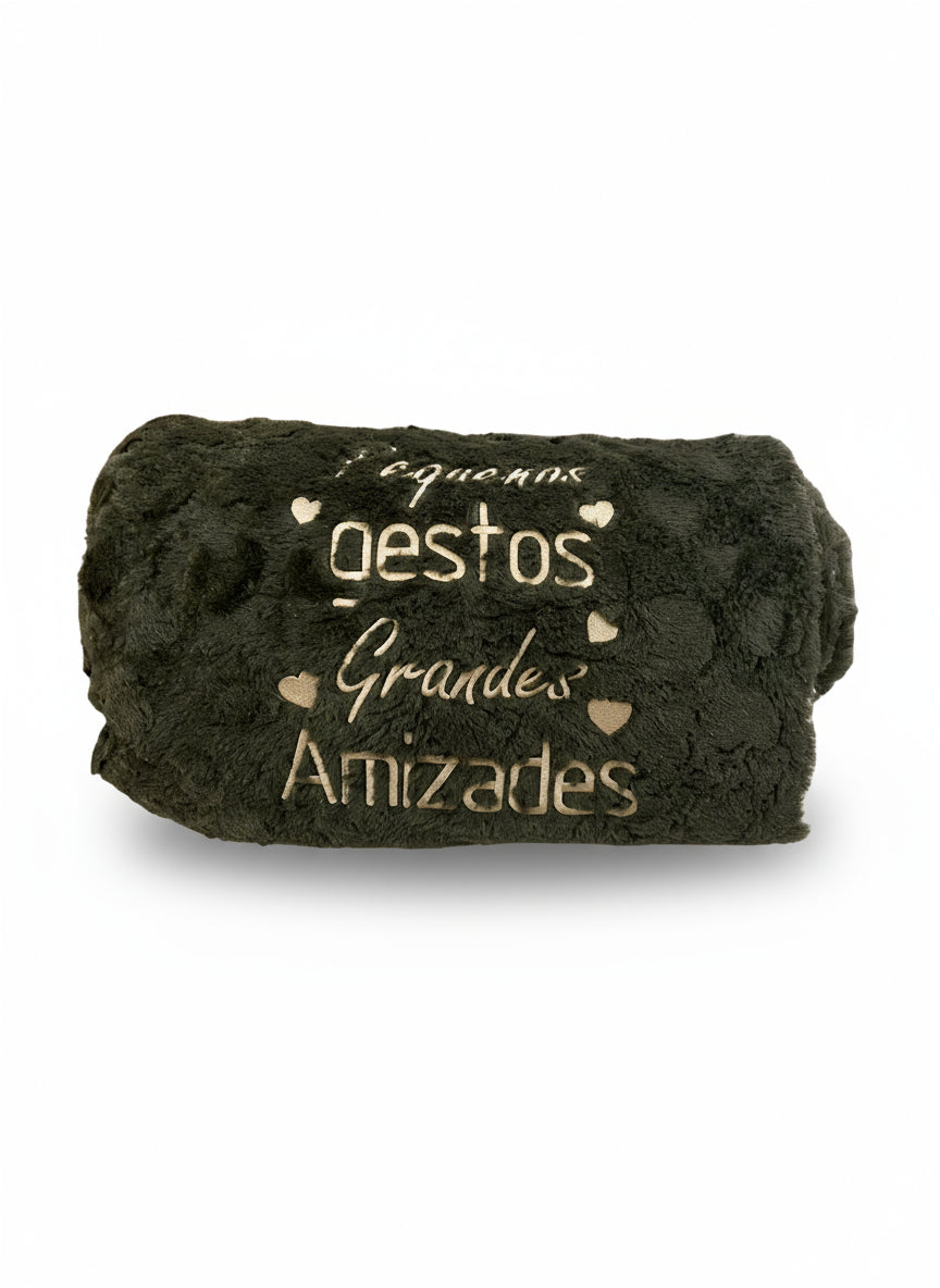 Manta Duplo Pêlo Verde  Escuro: "Pequenos gestos..."