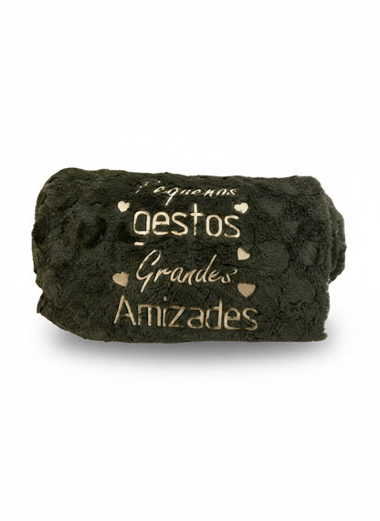Manta Duplo Pêlo Verde  Escuro: "Pequenos gestos..."