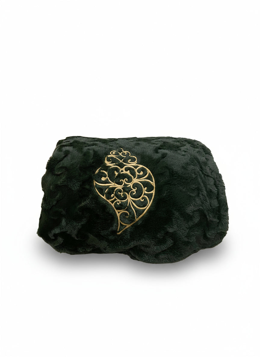 Manta Duplo Pêlo Verde Escuro - Coração Viana