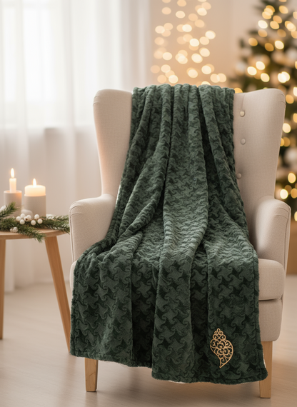 Manta Duplo Pêlo Verde Escuro - Coração Viana