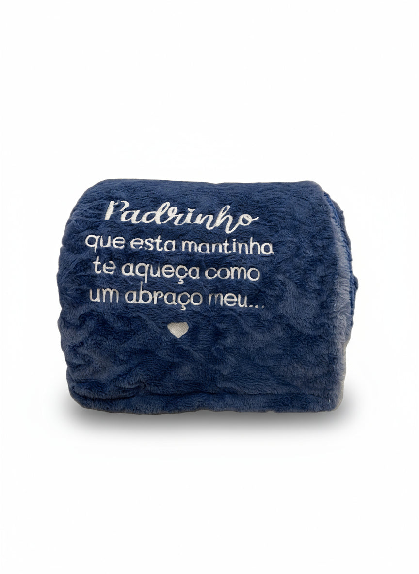 Manta Duplo Pêlo Azul: "Padrinho, Que esta..."