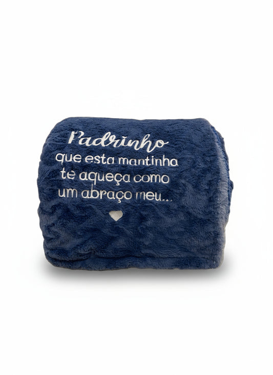 Manta Duplo Pêlo Azul: "Padrinho, Que esta..."