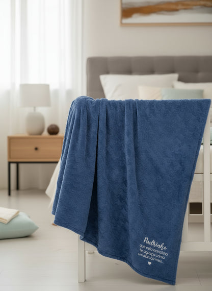 Manta Duplo Pêlo Azul: "Padrinho, Que esta..."