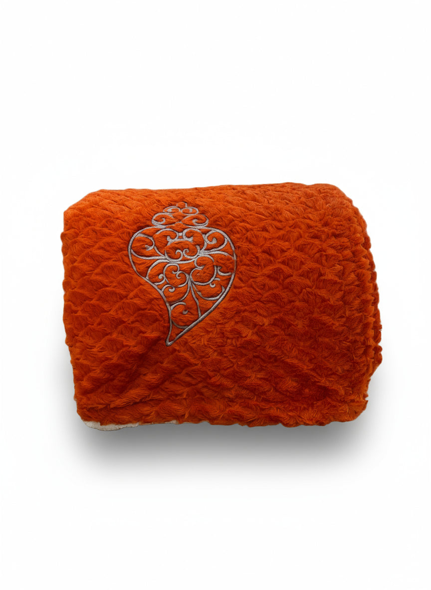Double Fur Orange Blanket - Viana Heart