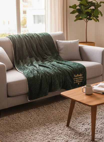 Manta Duplo Pêlo Verde Escuro: "Padrinho, Que esta..."