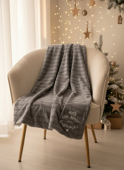 Double-Ply Gray Blanket: "Grandpa, A sweetheart..."