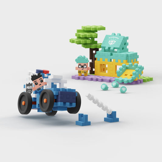 Marioinex - MINI WAFFLE City police car and jewelry store 80