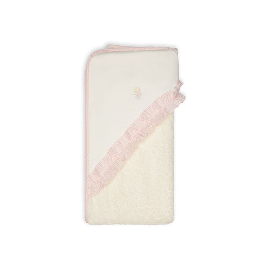 Toalha de Banho com Capuz Nursery Ivory & Pink 80x80cm