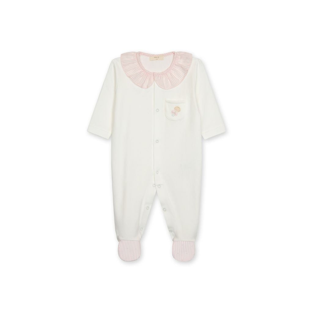 Babygrow de Algodão Bebé Nursery Ivory & Pink