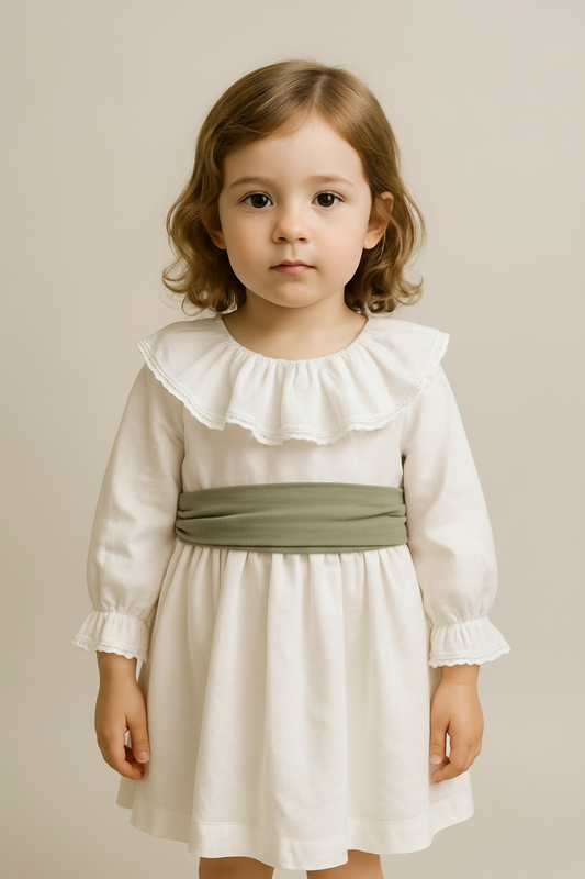 Pearl Dress with Collar and Lace - Long Sleeve