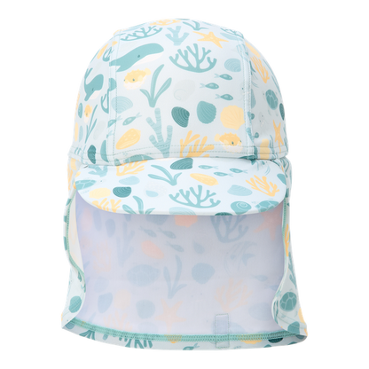 Chapéu de Praia-Seashells surf blue